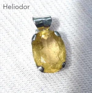 Heliodor Pendant, Golden Beryl, Faceted Oval, 925 Sterling Silver