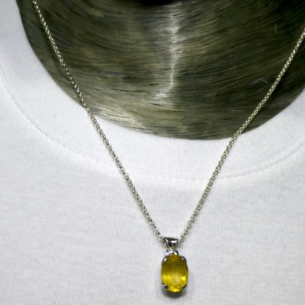 Heliodor Pendant, Golden Beryl, Faceted Oval, 925 Sterling Silver