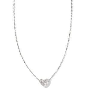 Holland Silver Heart Pendant Necklace in White Crystal