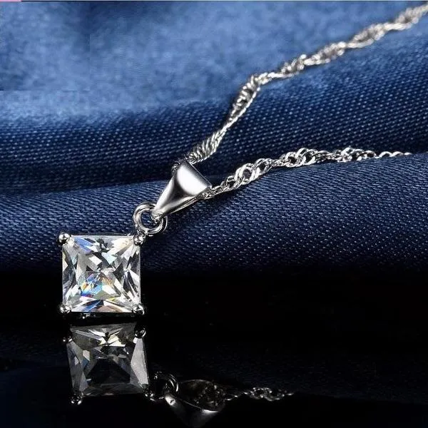 Impeccable Princess Cut Cz Matching Necklace & Earrings Set Gold plated for Women