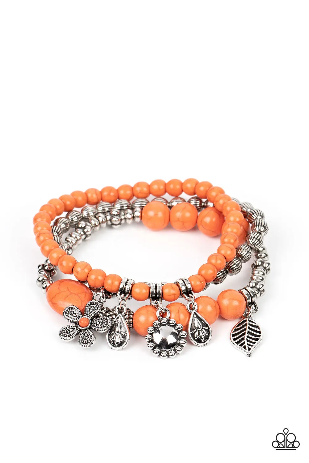 Individual Inflorescence - Orange Layered Bracelet - Paparazzi Accessories