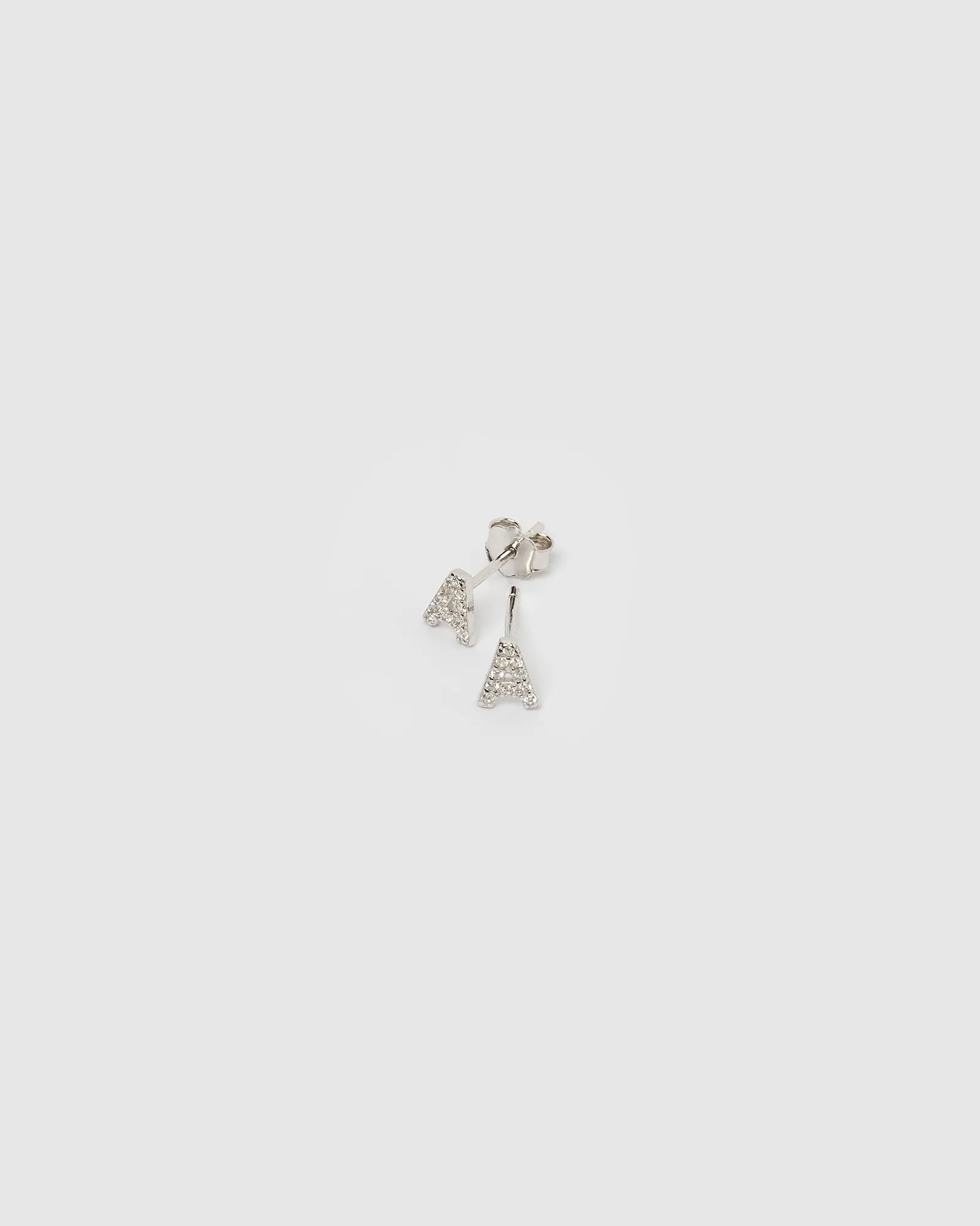 Izoa Alphabet Mini Letter A Stud Earrings Silver