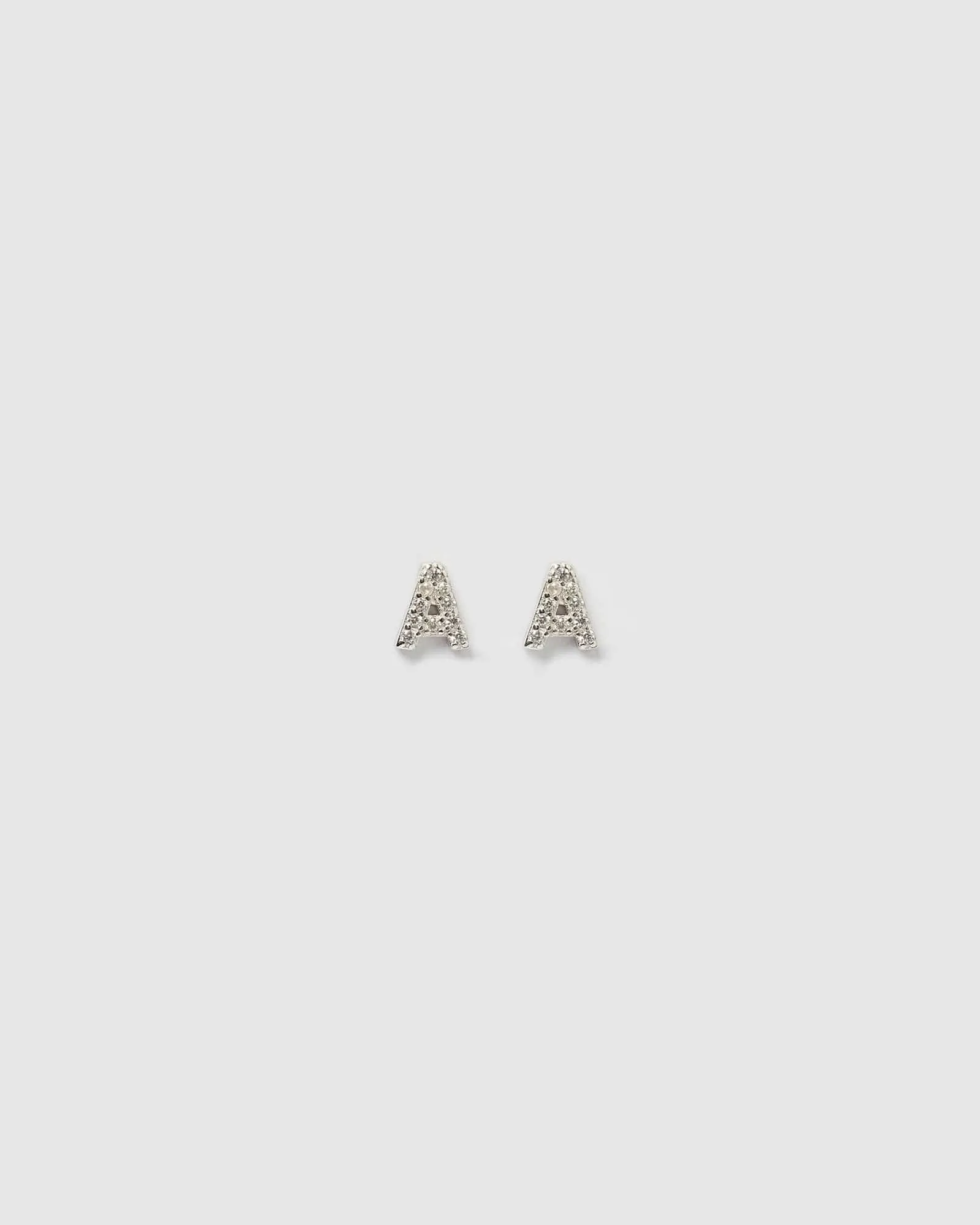 Izoa Alphabet Mini Letter A Stud Earrings Silver