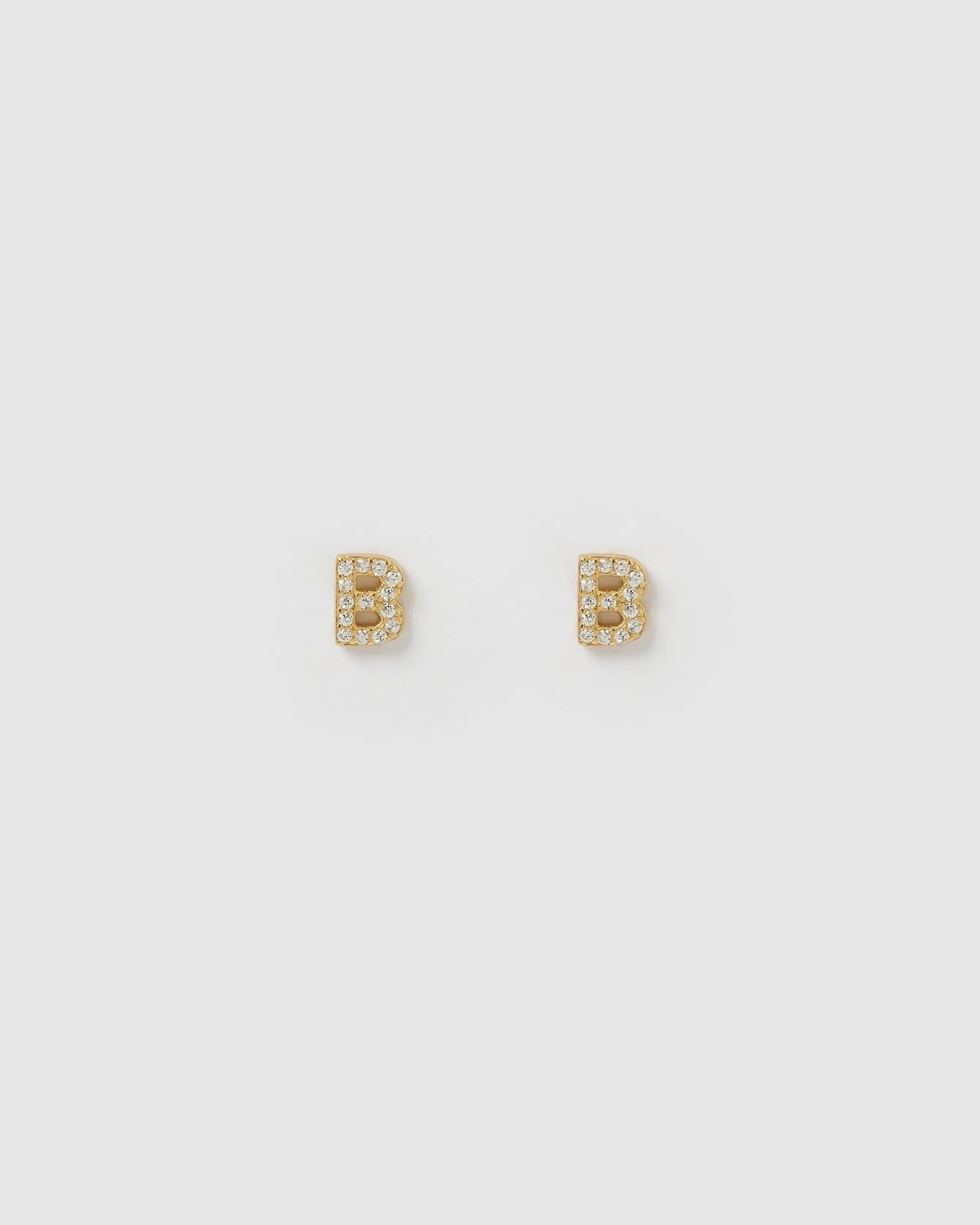 Izoa Alphabet Mini Letter B Stud Earrings Gold