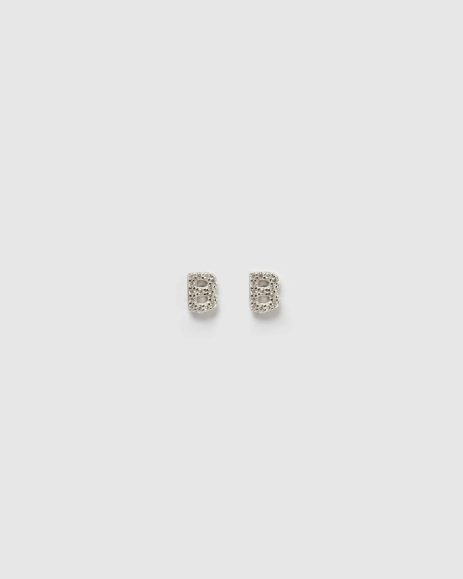 Izoa Alphabet Mini Letter B Stud Earrings Silver