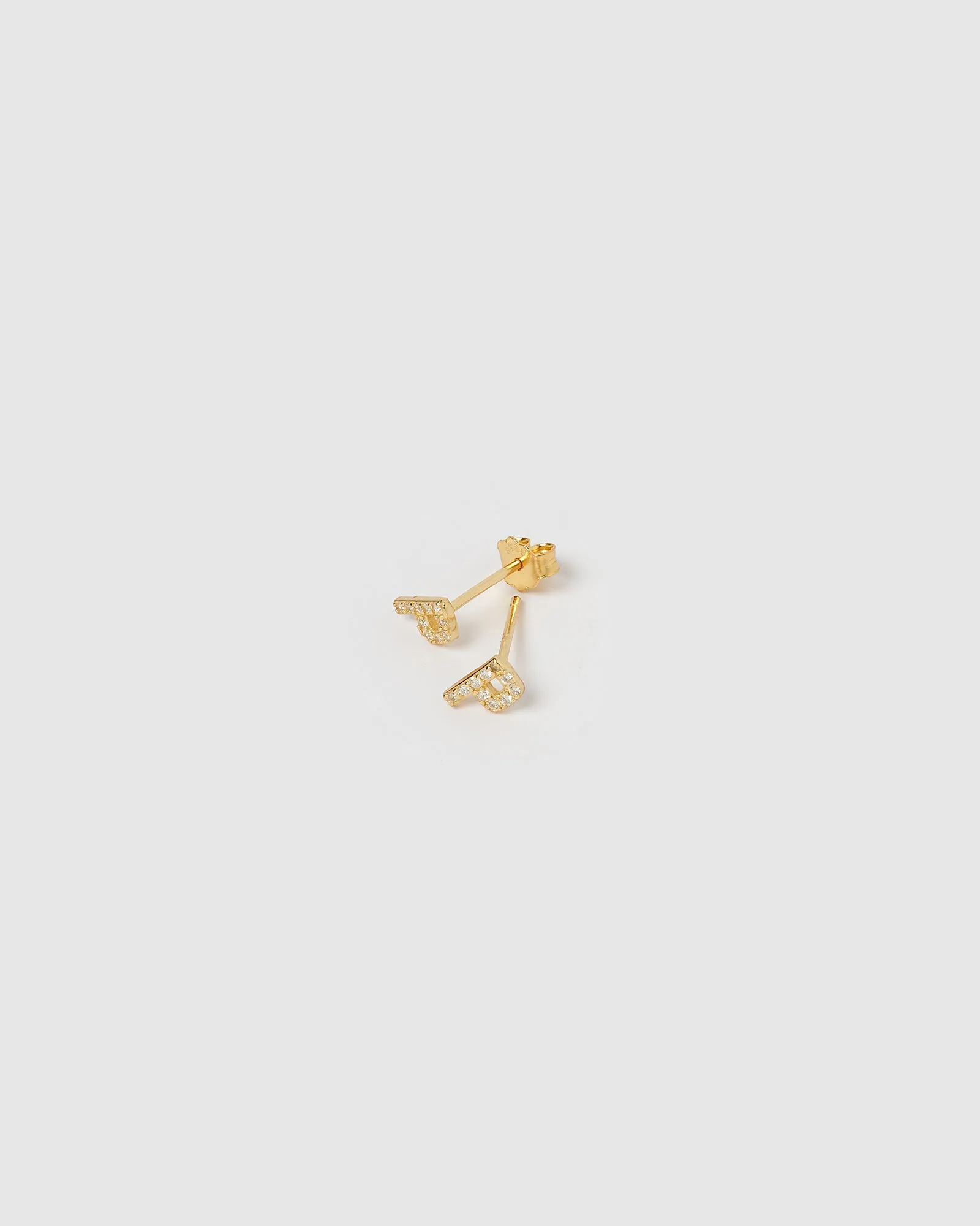 Izoa Alphabet Mini Letter P Stud Earrings Gold