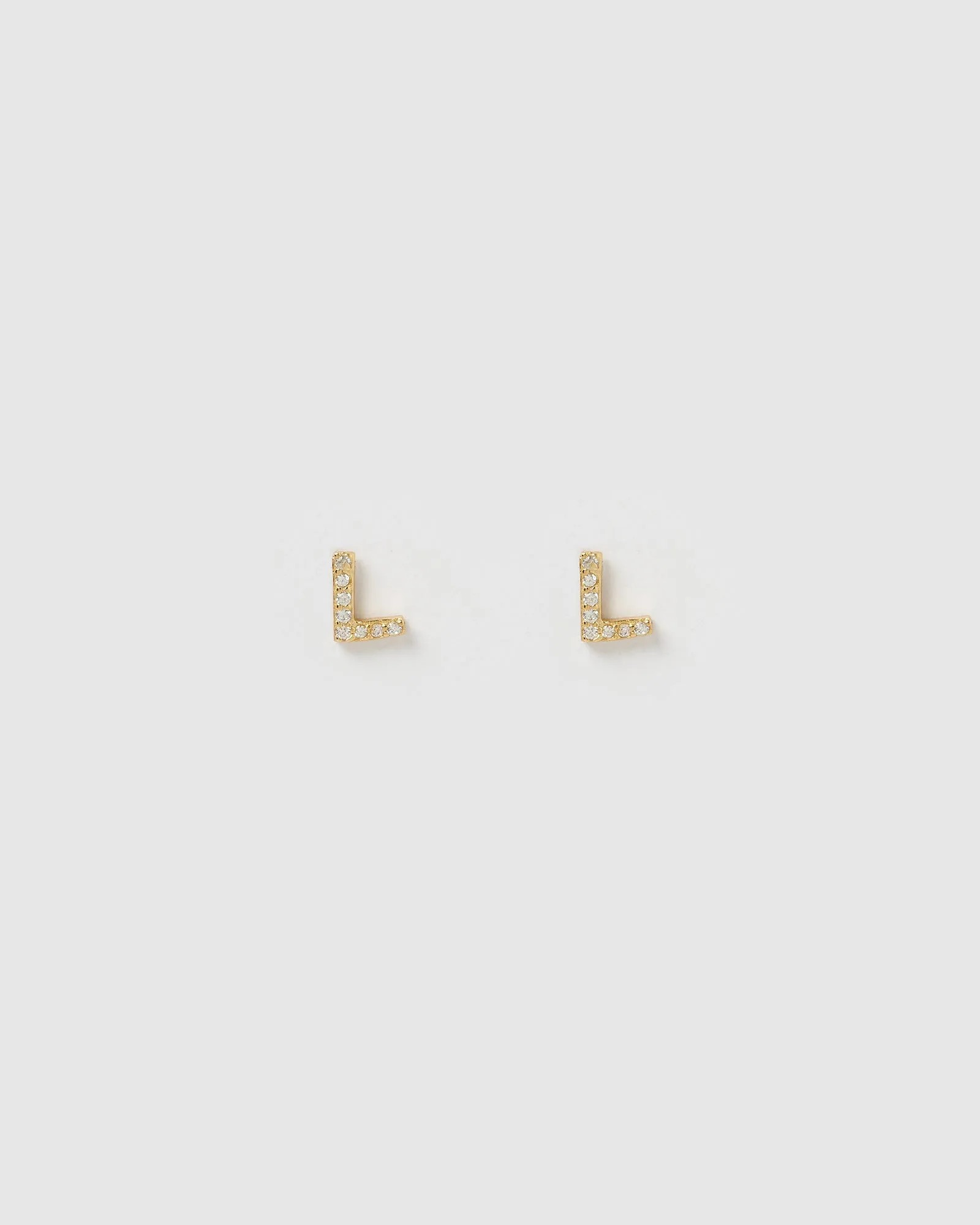 Izoa Alphabet Mini Letter T Stud Earrings Gold