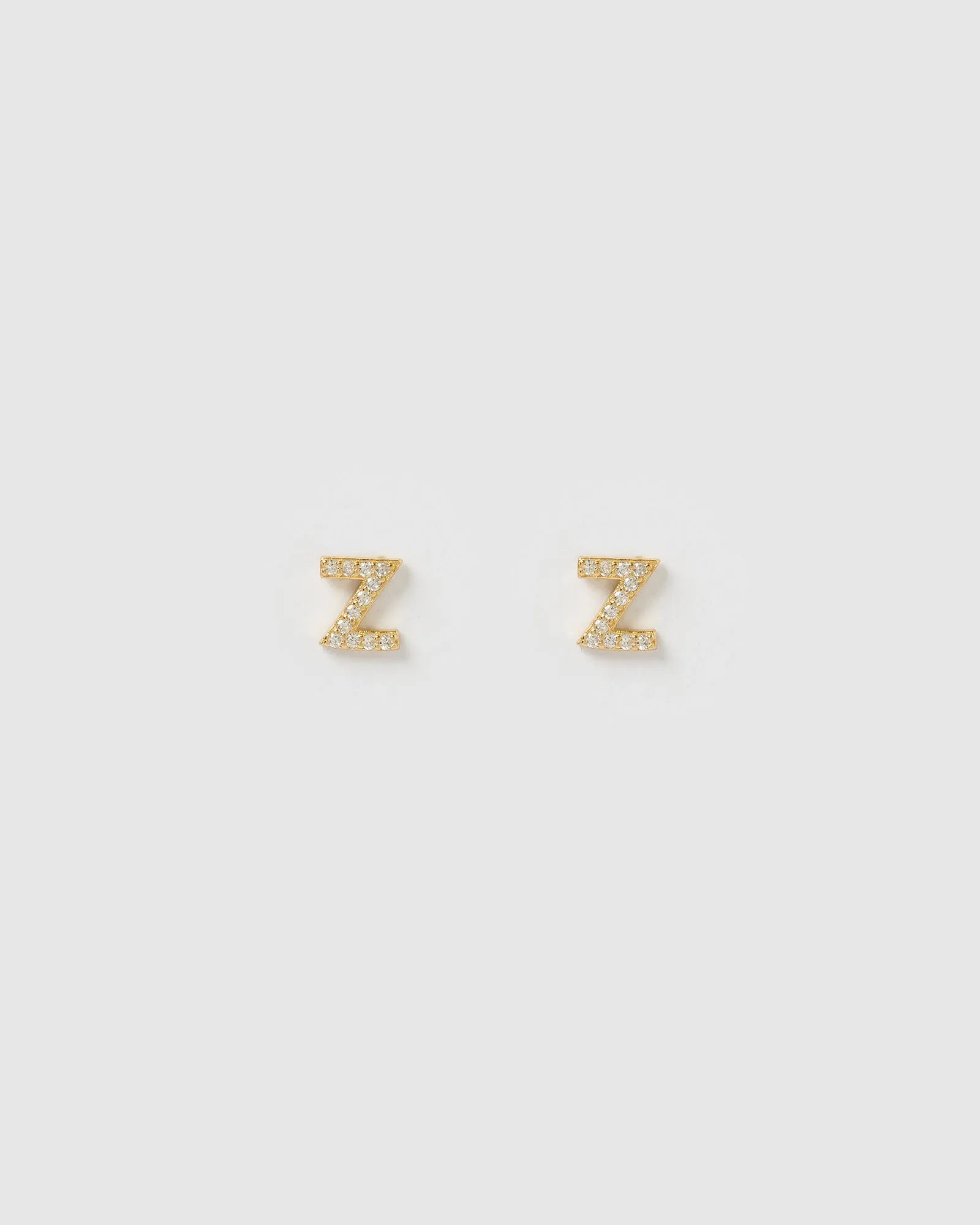 Izoa Alphabet Mini Letter Z Stud Earrings Gold