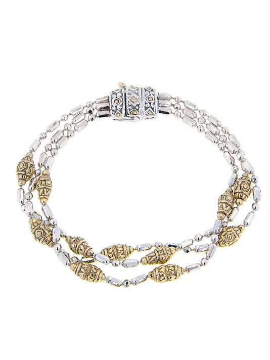 John Medeiros Two Tone Beaded Triple Strand Bracelet - B2796-A000