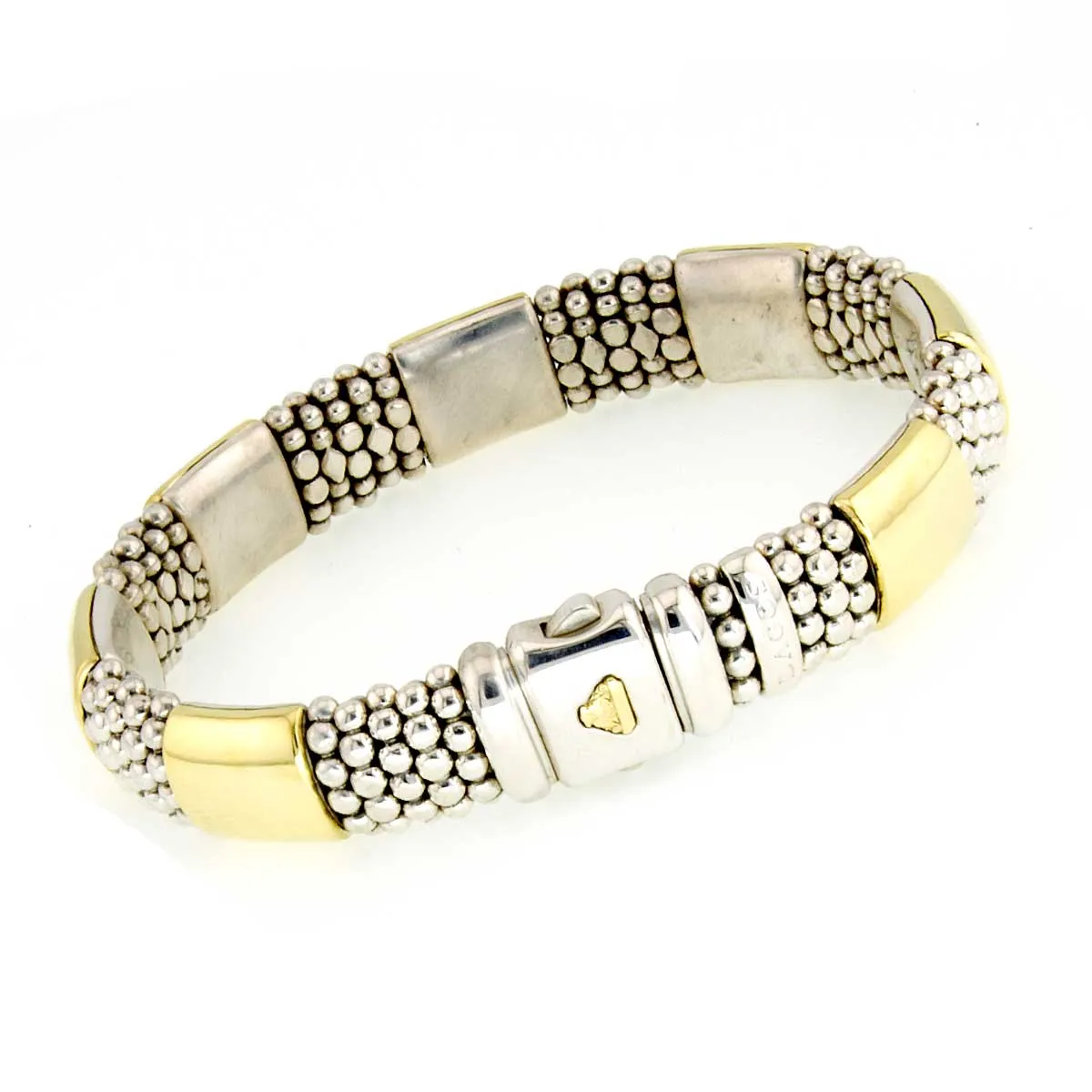 Lagos High Bar Gold Station Caviar Bracelet 12mm