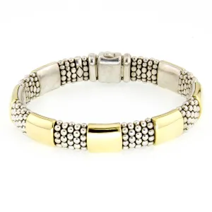 Lagos High Bar Gold Station Caviar Bracelet 12mm