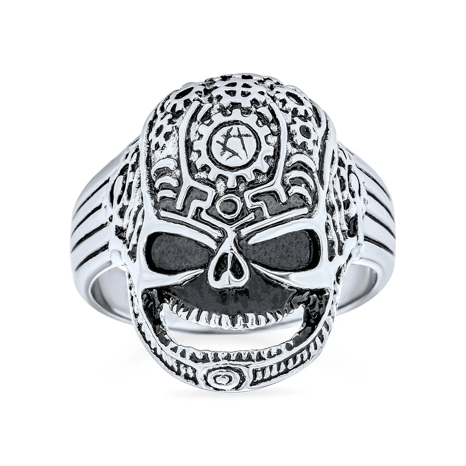 Large Men's Skull Crossbones Signet Ring or Black Pendant Stainless Steel