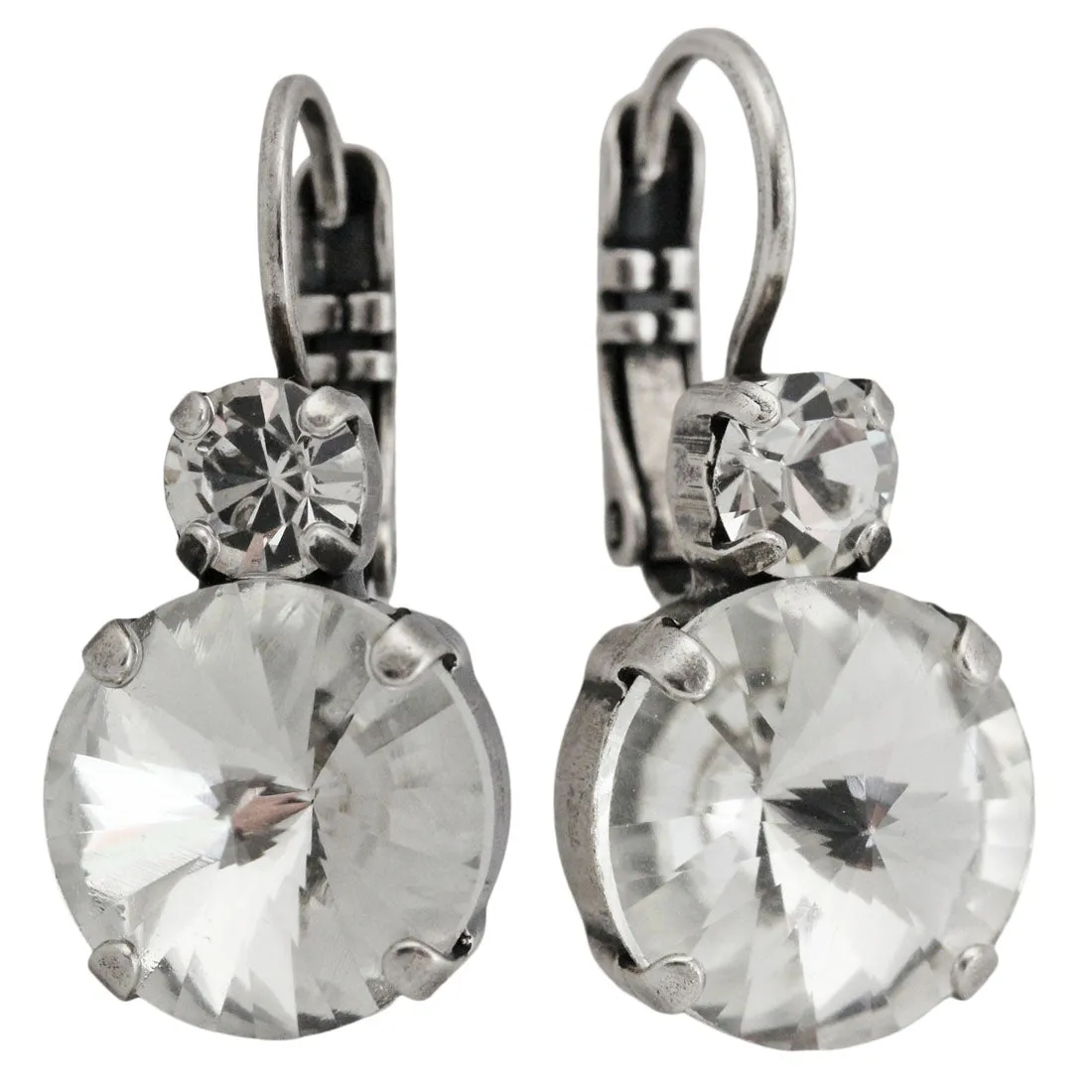 Mariana "On A Clear Day" Silver Plated Lovable Rivoli Double Stone Crystal Earrings, 1037R 001001