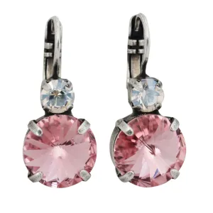 Mariana "Pretty in Pink" Silver Plated Lovable Rivoli Double Stone Crystal Earrings, 1037R MOL223