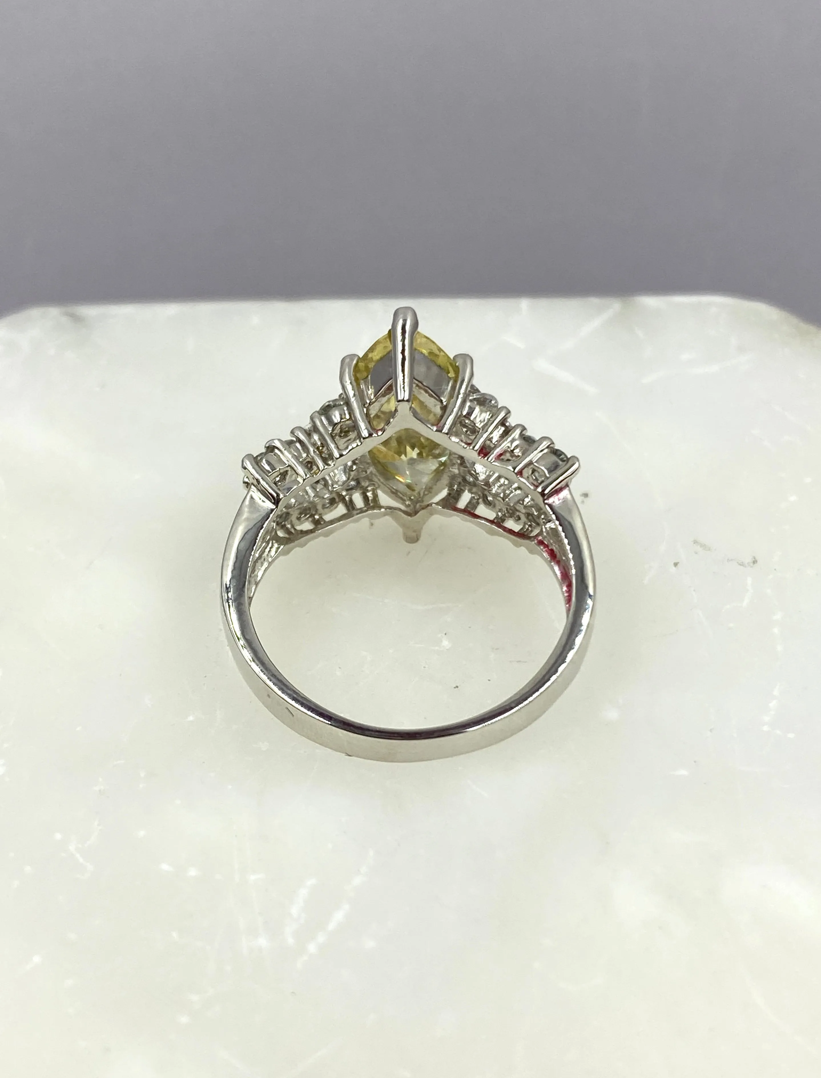 Marquise Cut Heliodor Sterling Silver Ring, Size 7