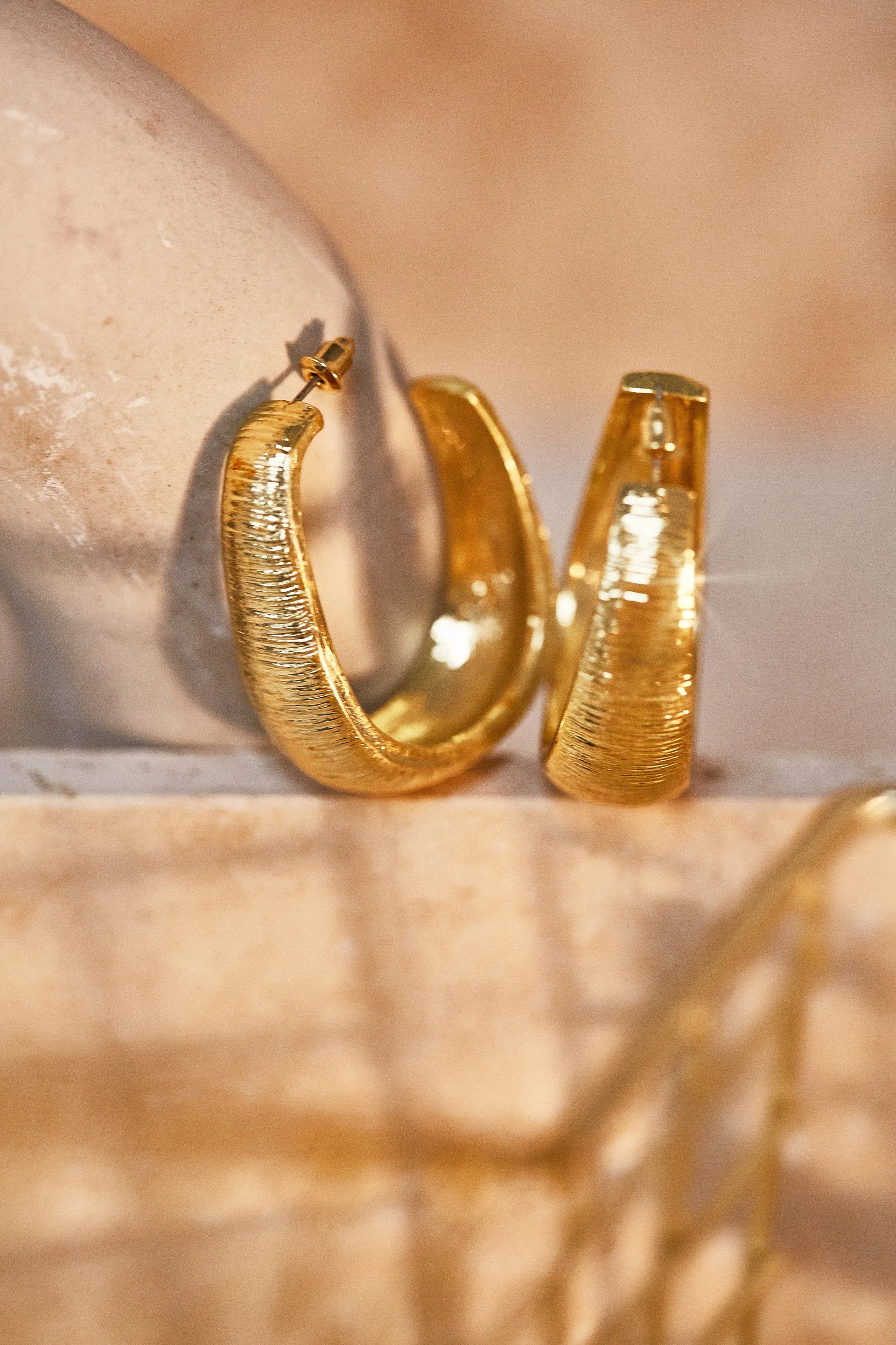 Marta Textured Statement Hoop Earring - Gold