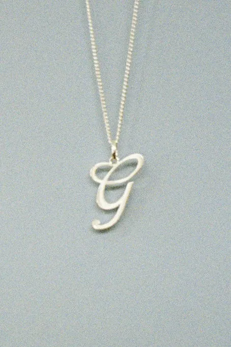 Meadowlark - Cursive Letter Charm Necklace, Sterling Silver