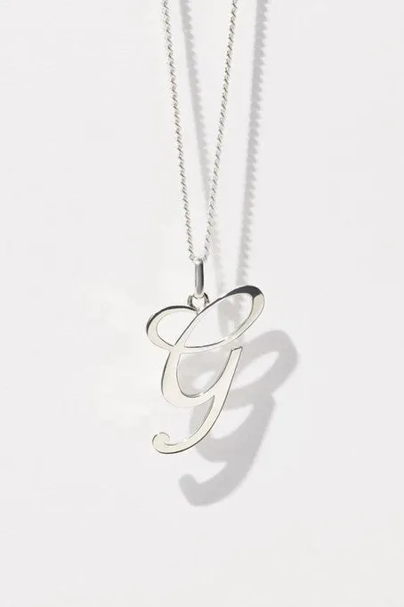 Meadowlark - Cursive Letter Charm Necklace, Sterling Silver