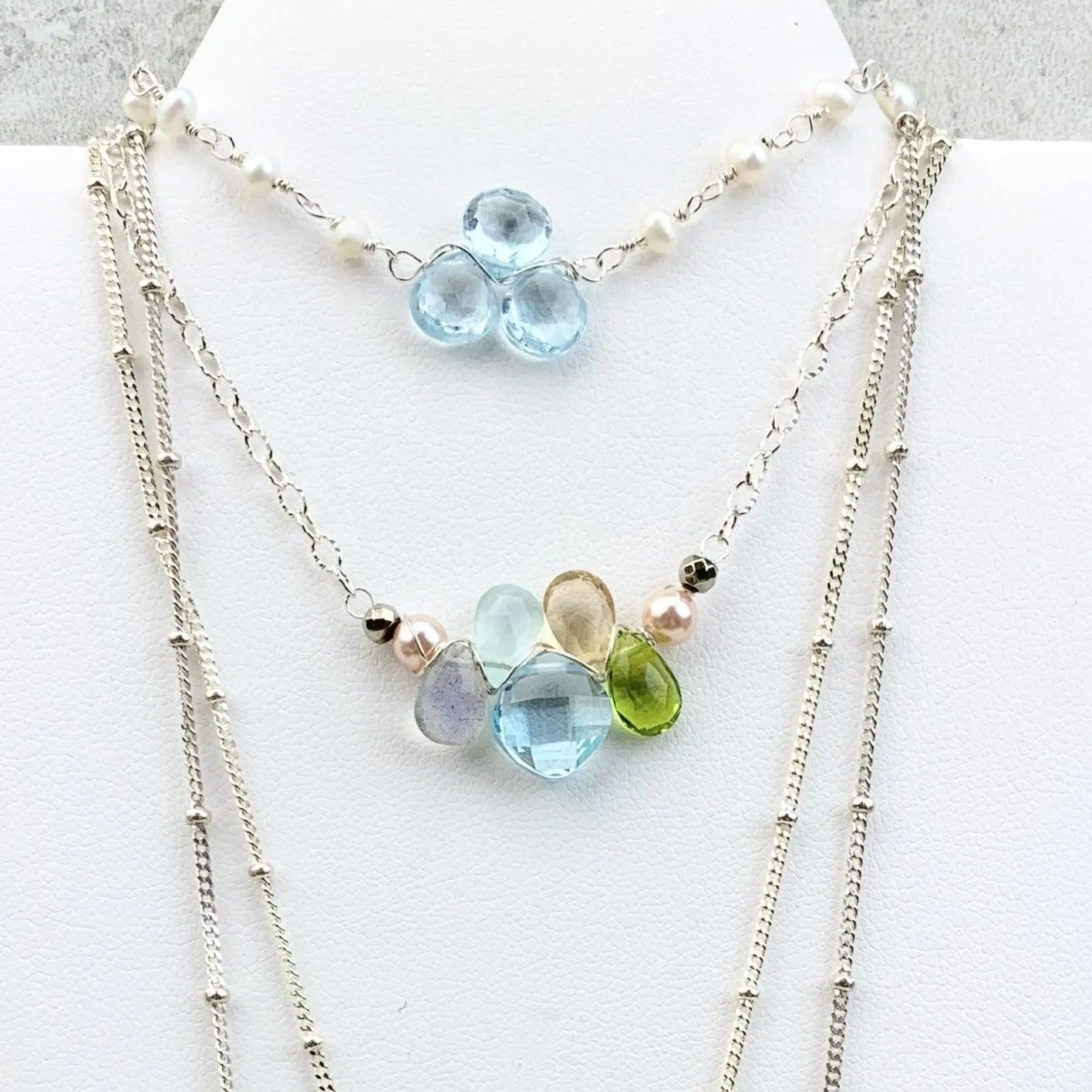 Mini Katie Tri-Gem Gem Necklace