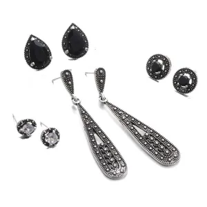 Mix & Match Elegant Black Four Piece Earring Ensemble