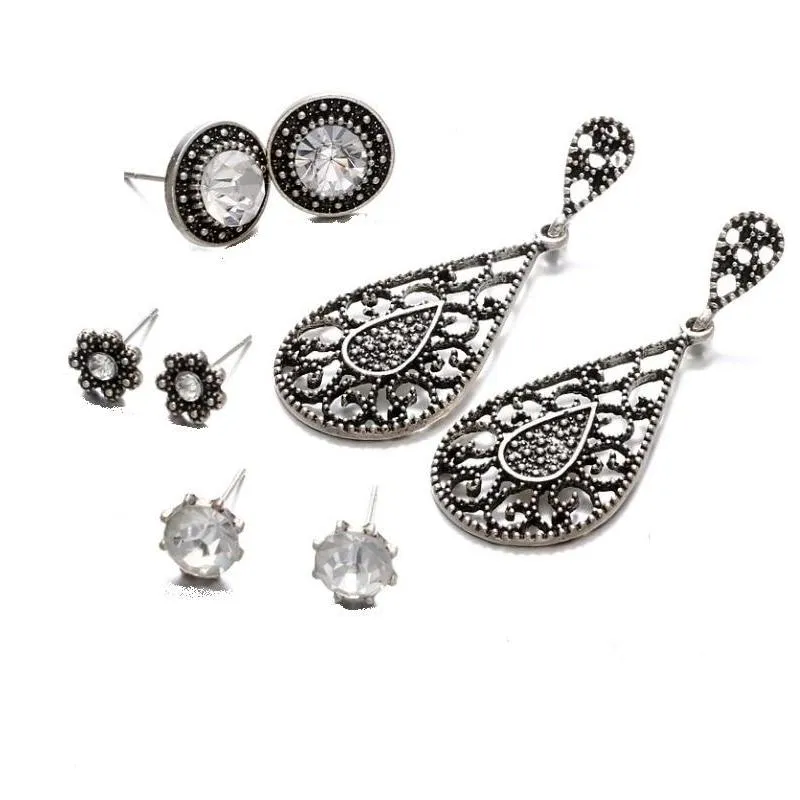 Mix & Match Milgrain Four Piece Earring Ensemble