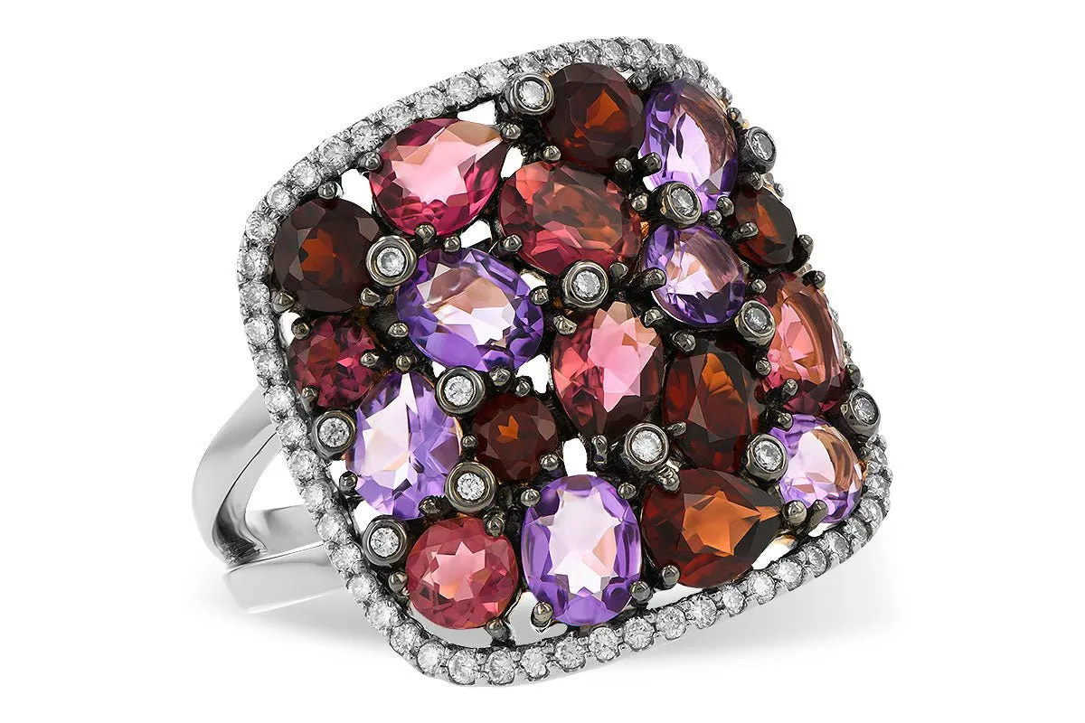 Mixed Gemstone Cluster Ring