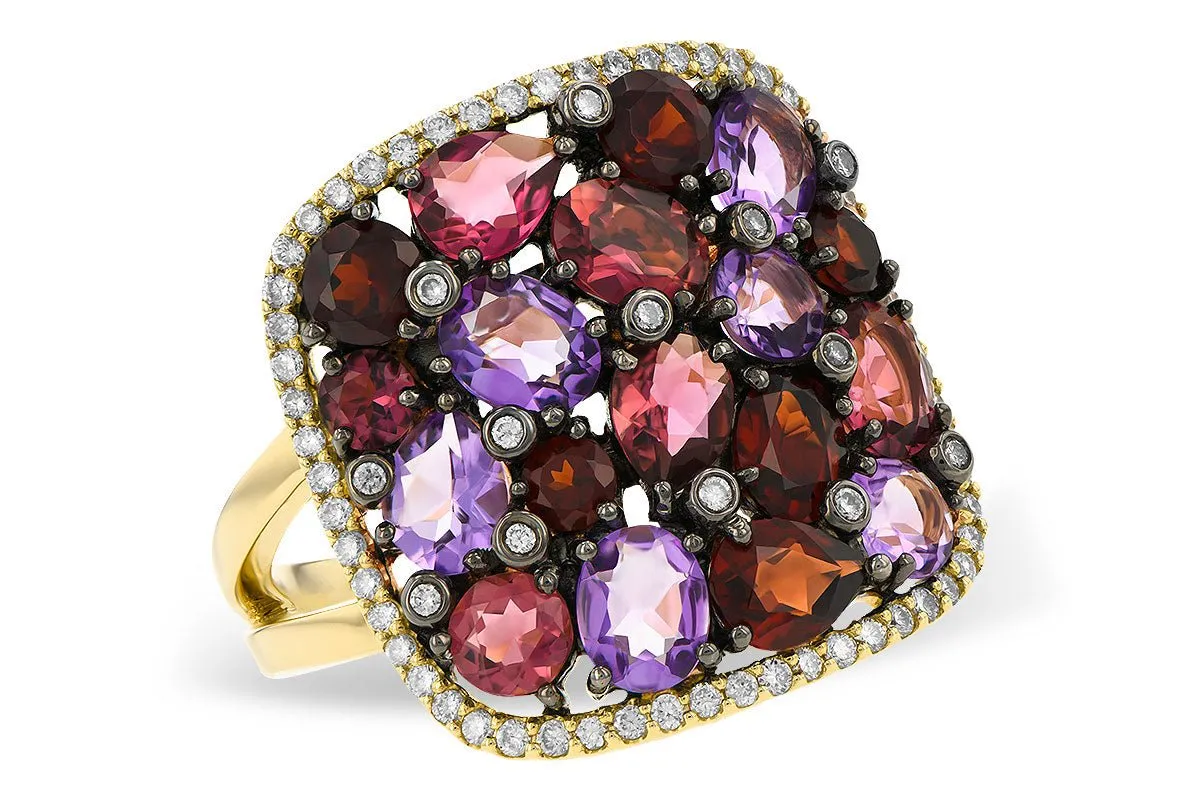 Mixed Gemstone Cluster Ring