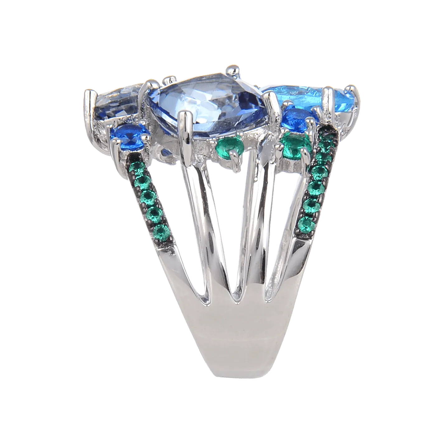 Mystic Quartz and Blue Topaz Statement Ring