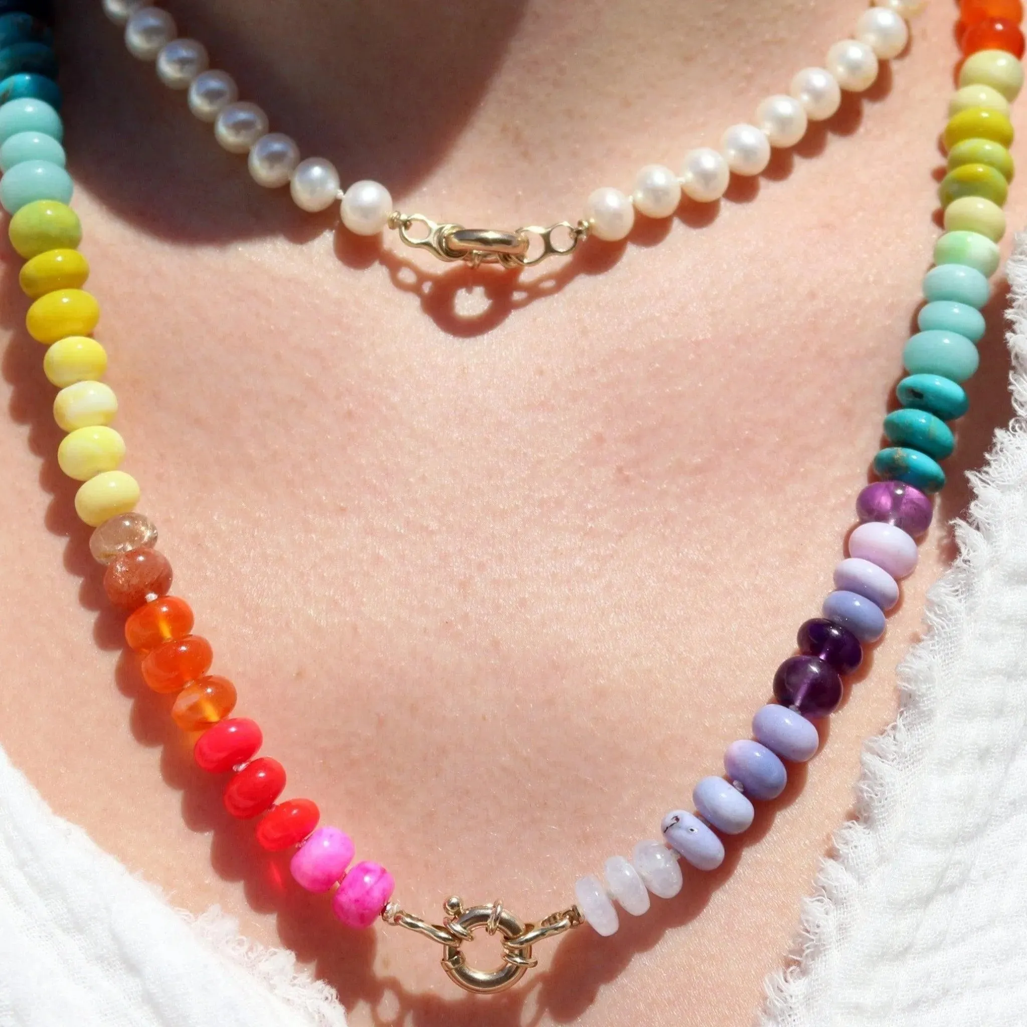 Neon Rainbow Gemstone Necklace