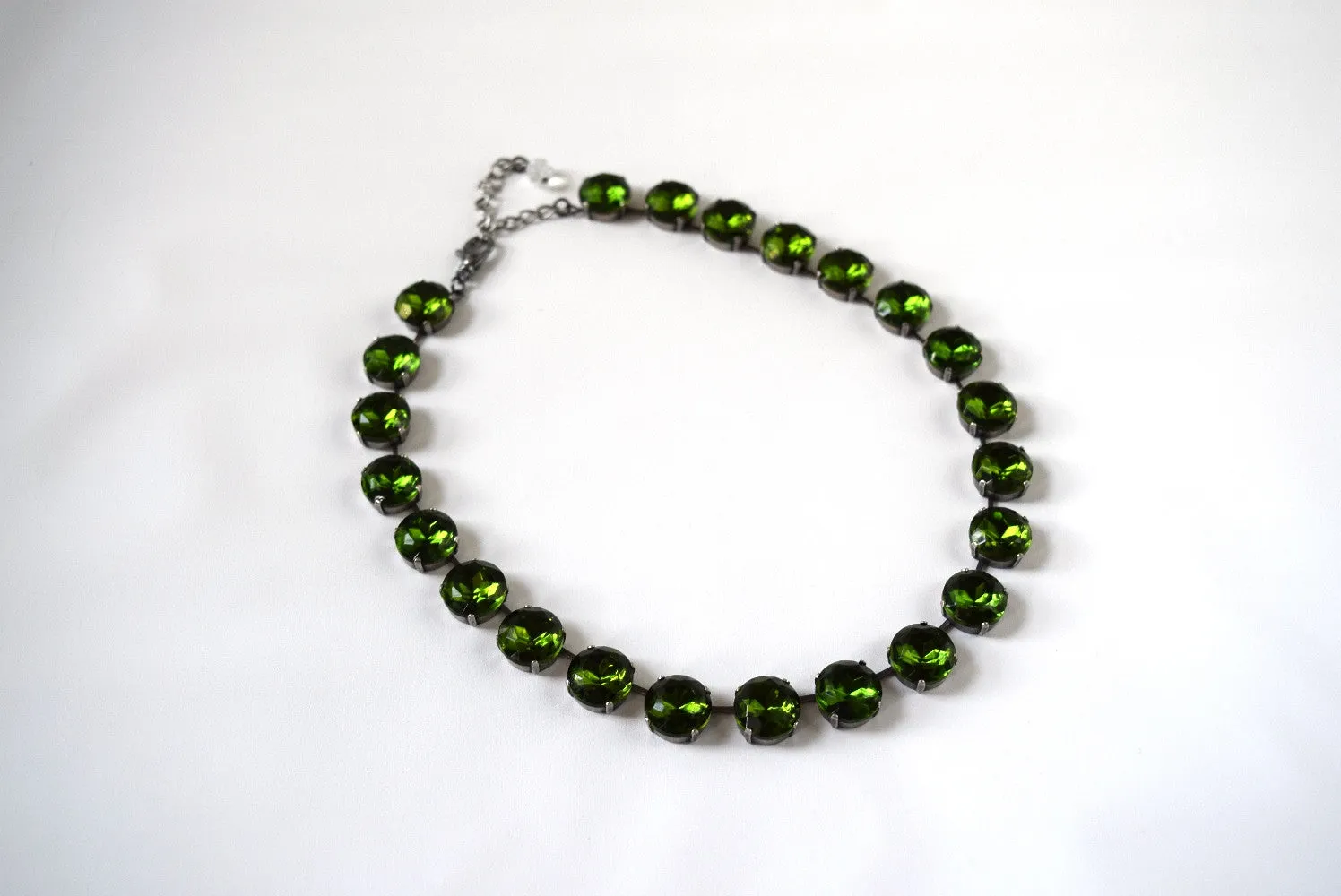 Olive Green Riviere Necklace - Medium Round