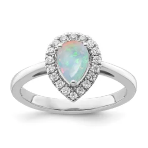 Opal Diamond Halo Ring