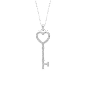 Open Heart Key Pendant with Zircon