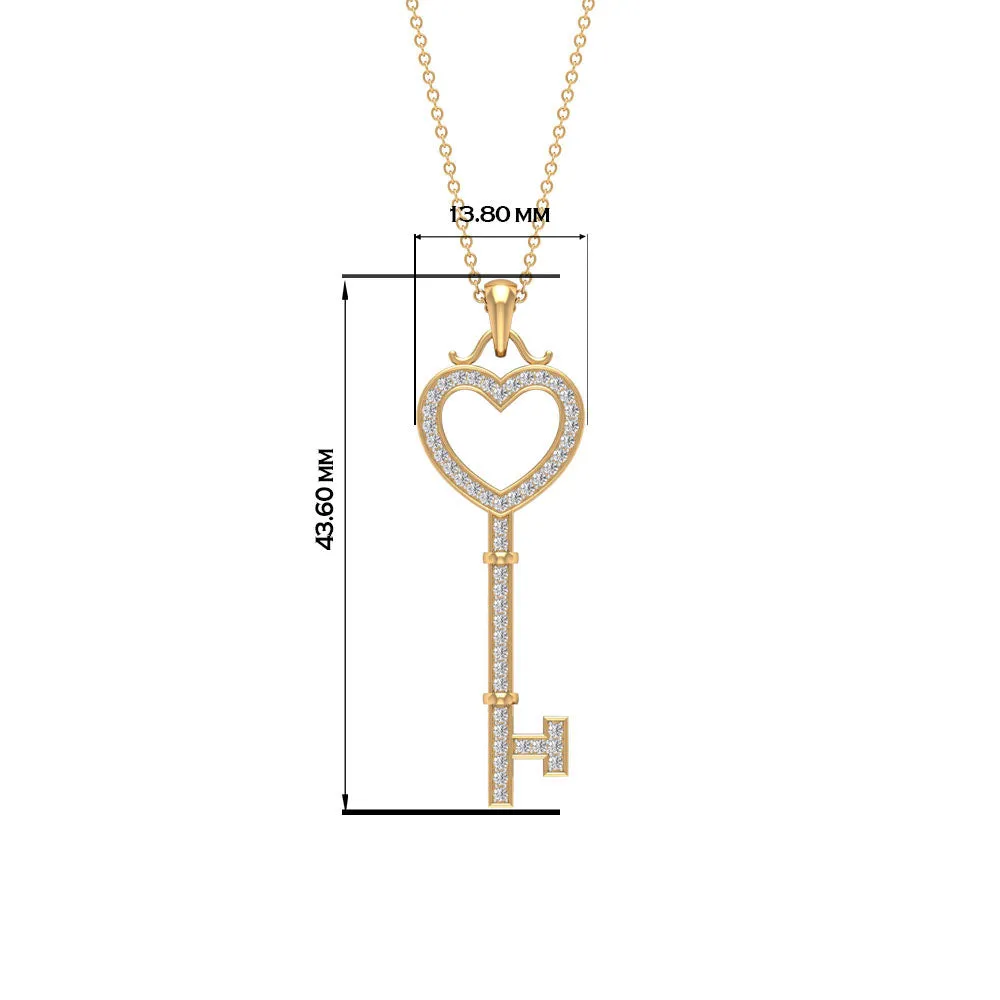 Open Heart Key Pendant with Zircon