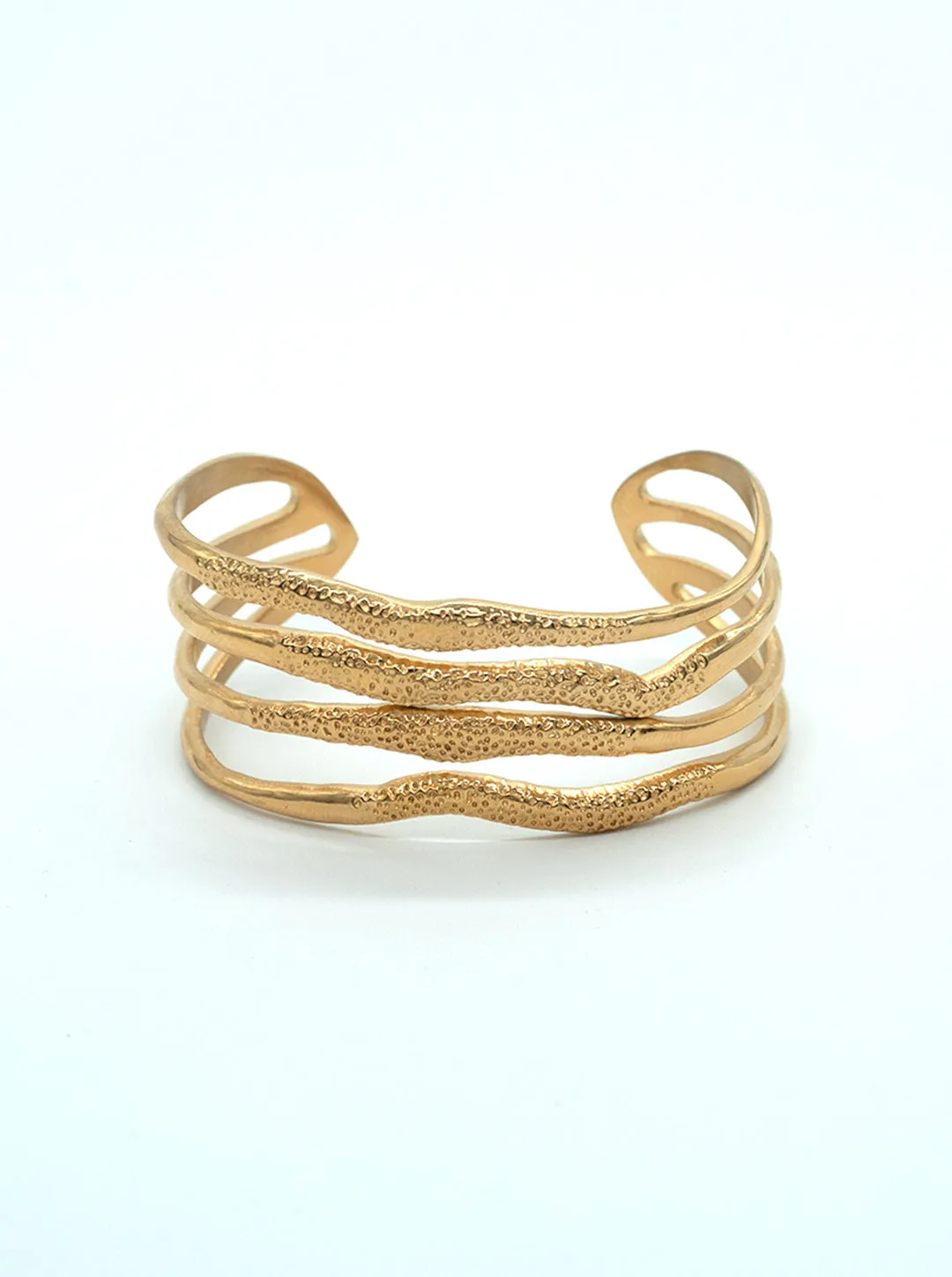 Ornaio 18K Gold Anti-Tarnish Geometric Textured Statement Bangle Bracelet