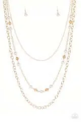 Paparazzi Accessories  - Classical Cadence #N657 Peg - Gold Necklace