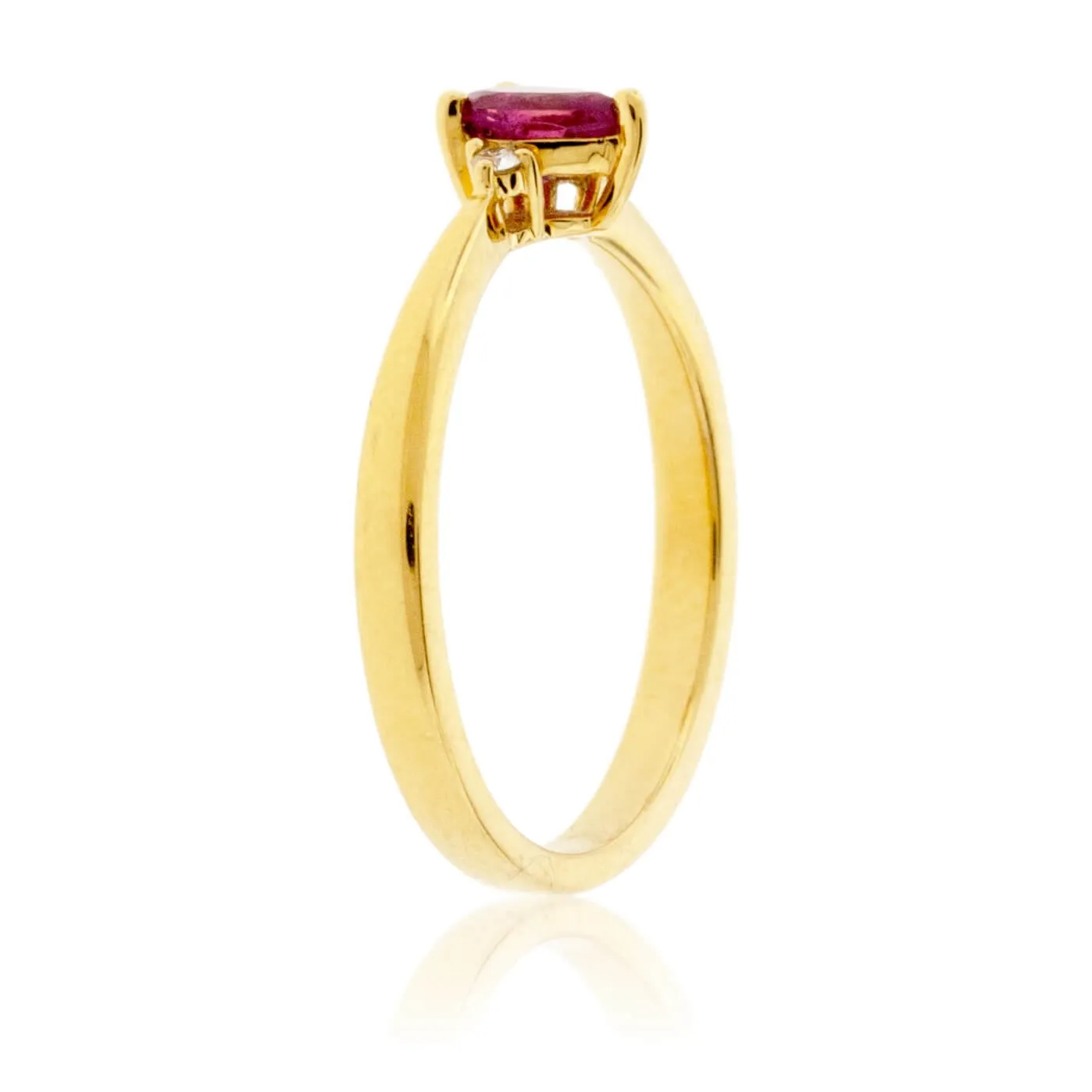 Pear Red Beryl Emerald & Diamond Yellow Gold Ring