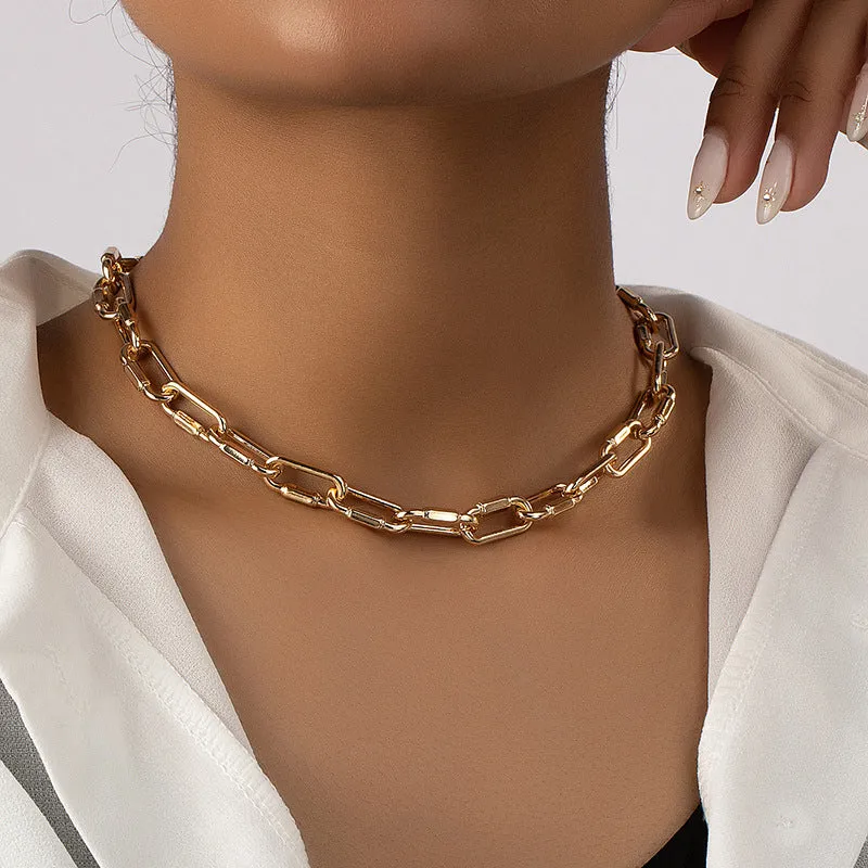 Punk Chic Clavicle Chain Necklace with Cold Style Touch - High-End Jewelry