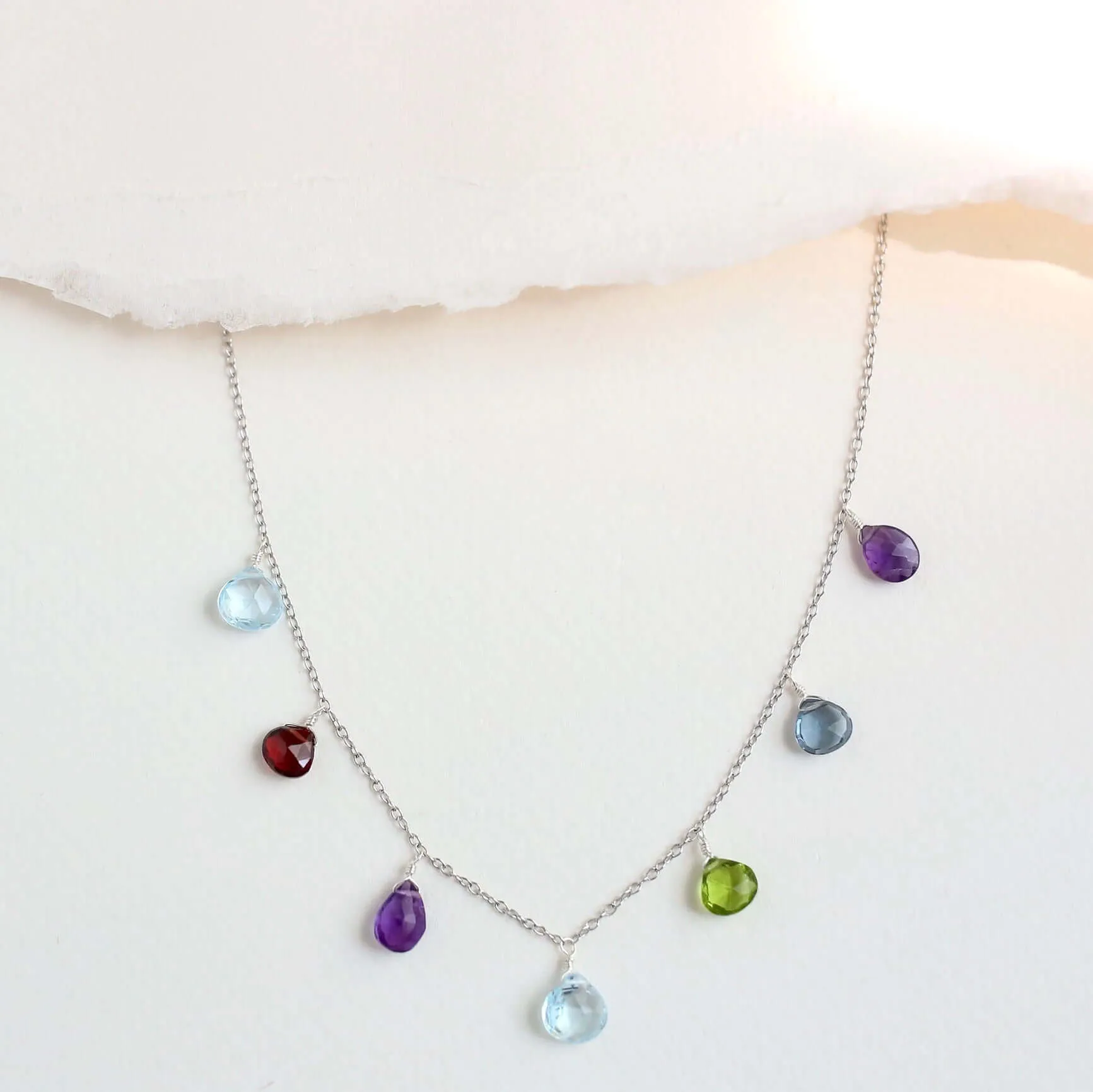 Rainbow Sparkler Necklace - Silver