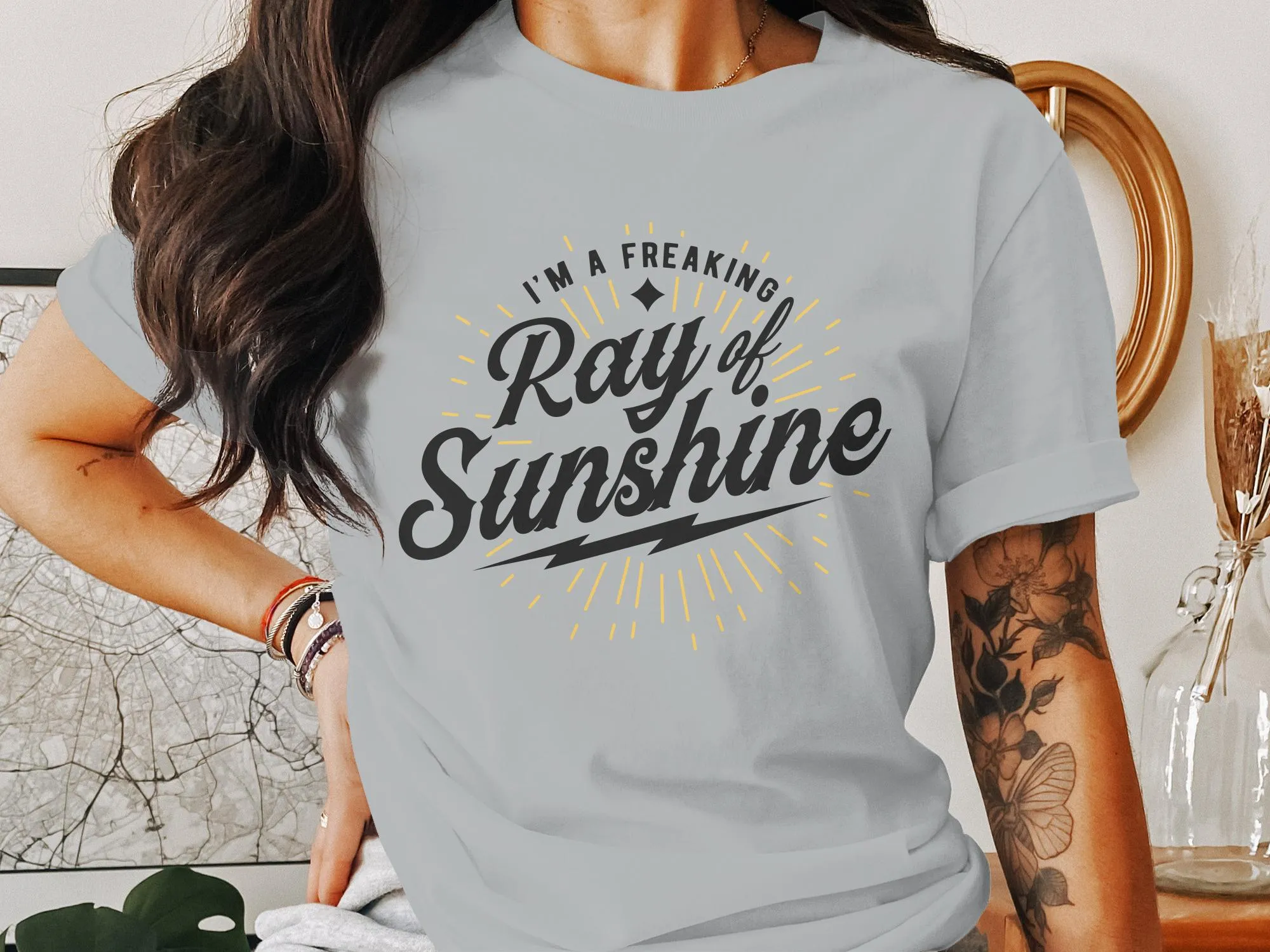 Ray of Sunshine Graphic Tee, Positive Vibes T-Shirt, Inspirational Quote Top, Unisex Casual Shirt, Summer Outfit