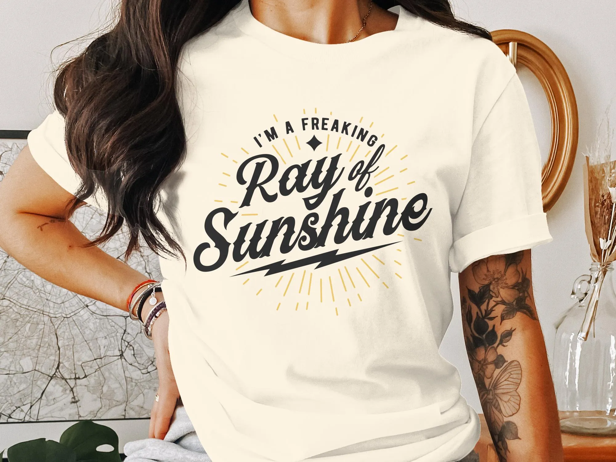 Ray of Sunshine Graphic Tee, Positive Vibes T-Shirt, Inspirational Quote Top, Unisex Casual Shirt, Summer Outfit