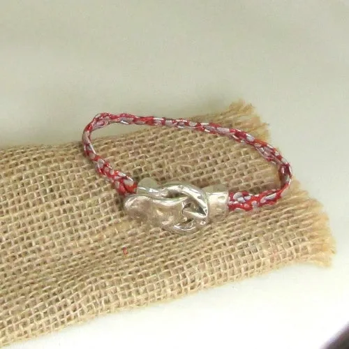 Red  Braided Cord Bracelet with Buckle Clasp