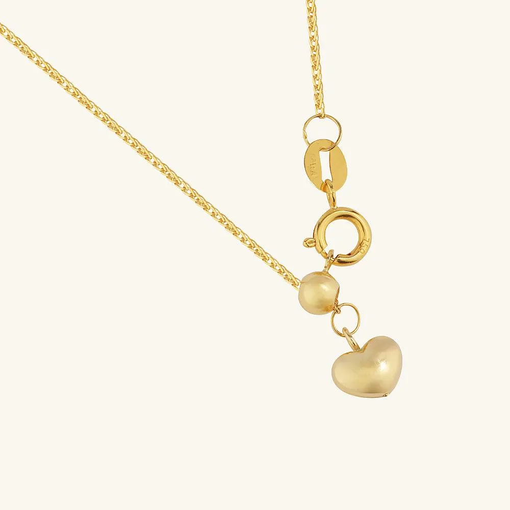 Romantic Heart Gold Pendant Necklace 18K