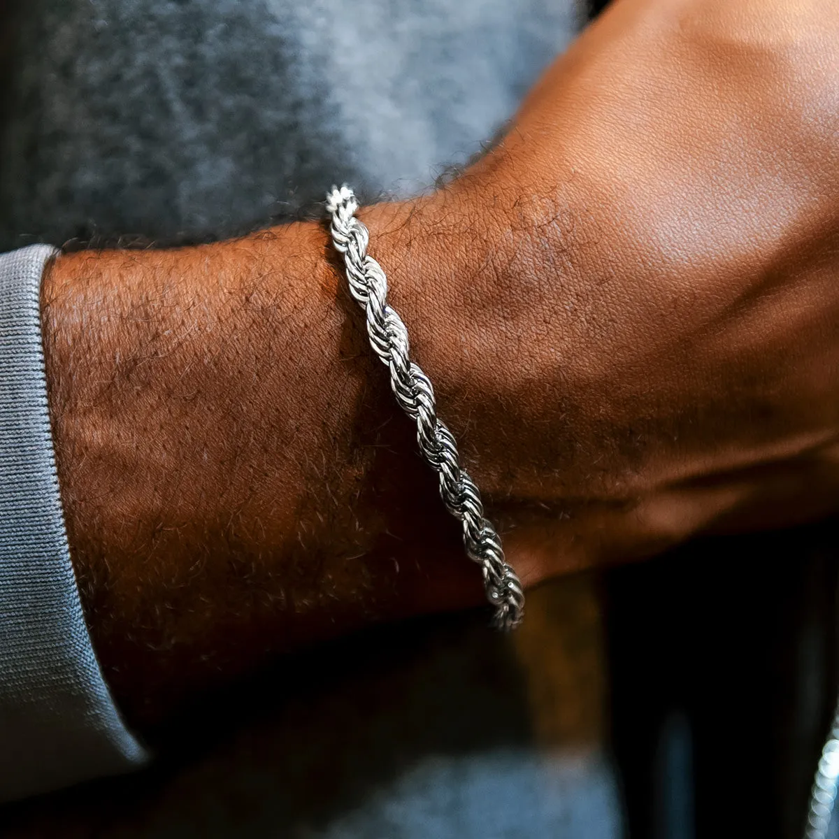 Rope Bracelet in White Gold- 6mm