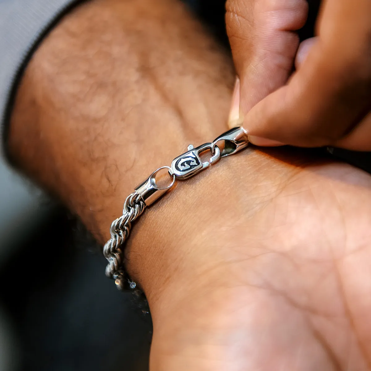 Rope Bracelet in White Gold- 6mm