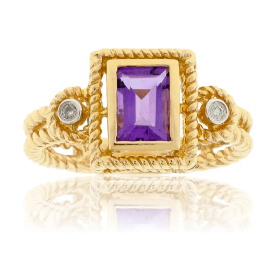 Rope Style Amethyst and Diamond Ring