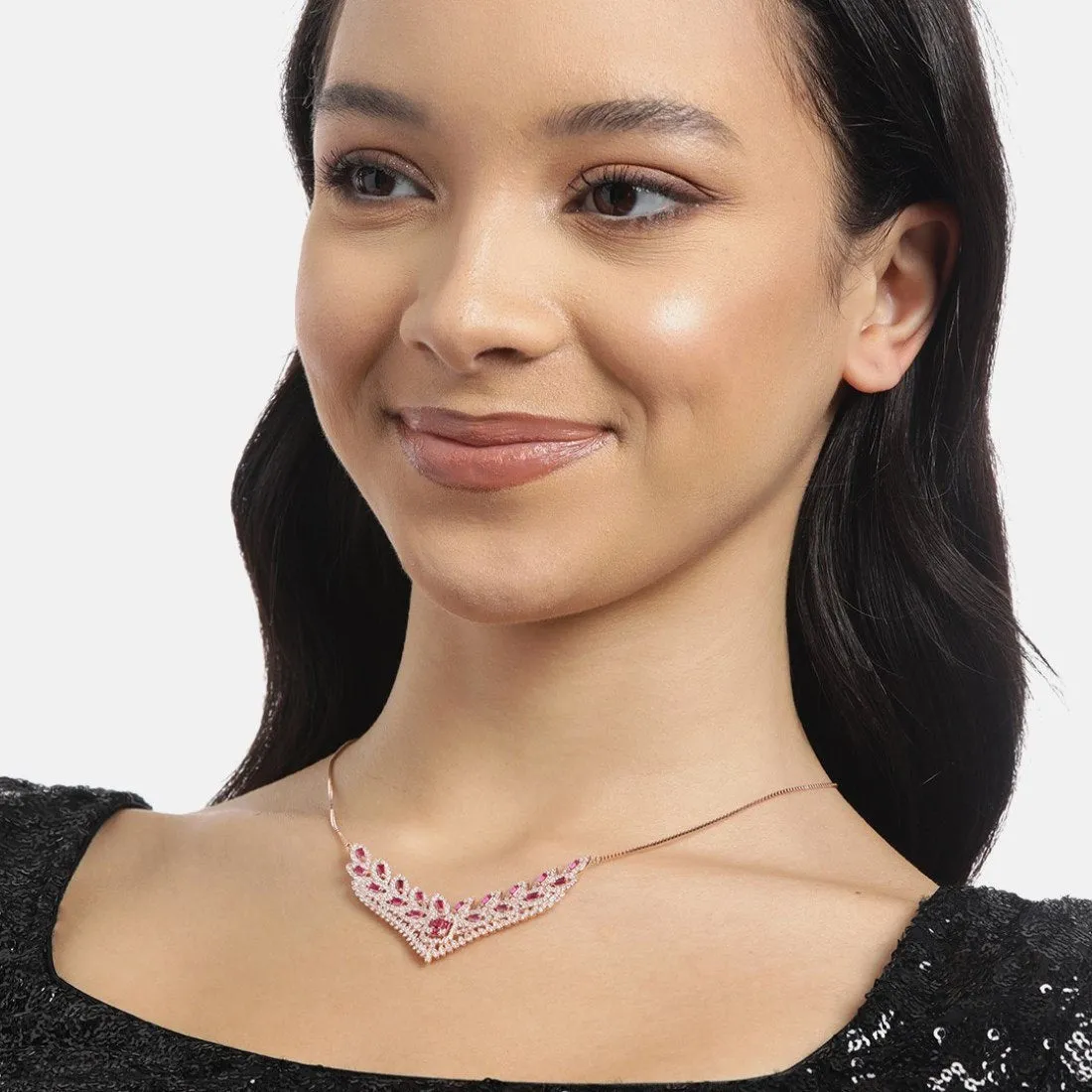 Rose Gold CZ Radiance 925 Sterling Silver Necklace