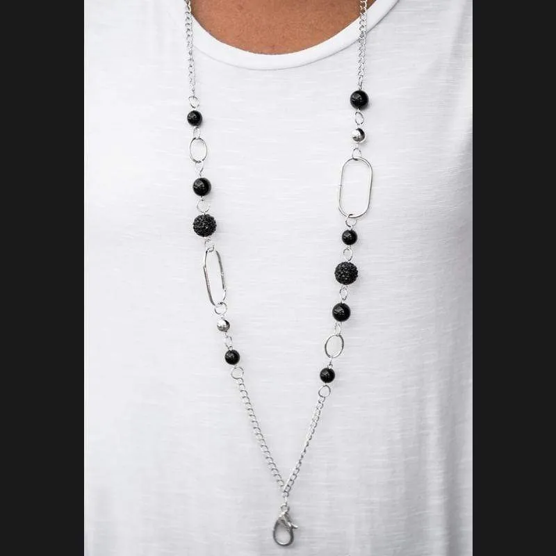 Schools In Session Black Lanyard Necklace