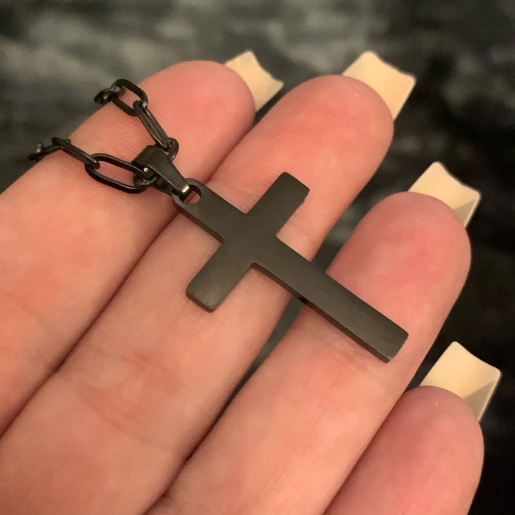 Simple Minimalist Black Cross Necklace