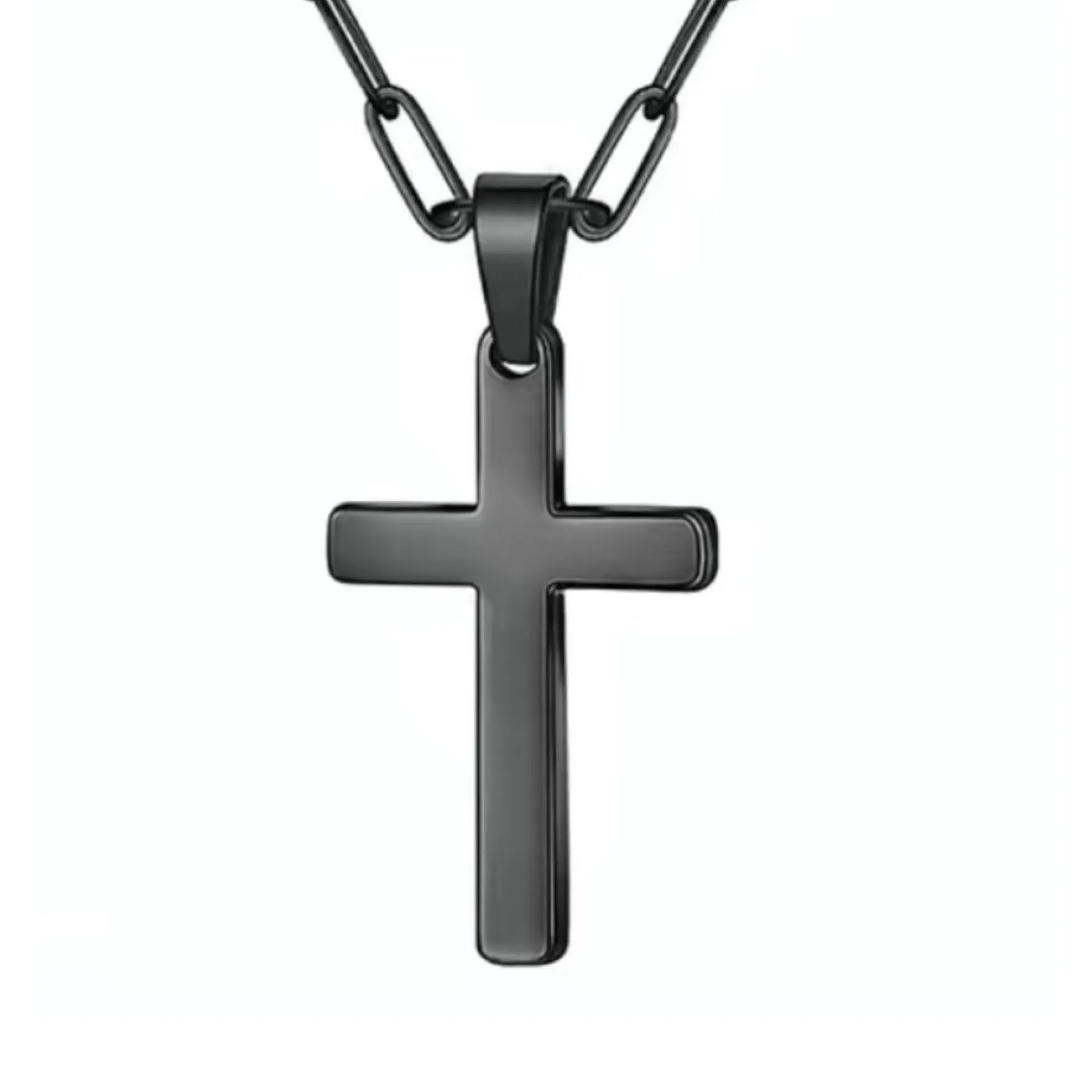 Simple Minimalist Black Cross Necklace