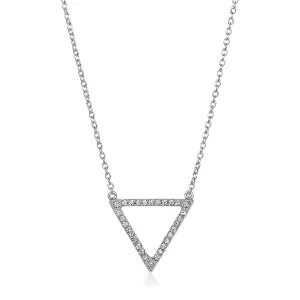 Size: 18'' - Sterling Silver Triangle Necklace with Cubic Zirconias